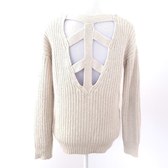 Sparkle & Fade Chunky Knit Lace Back Sweater XS, Oversized Boho Festival Casual - Picture 6 of 7